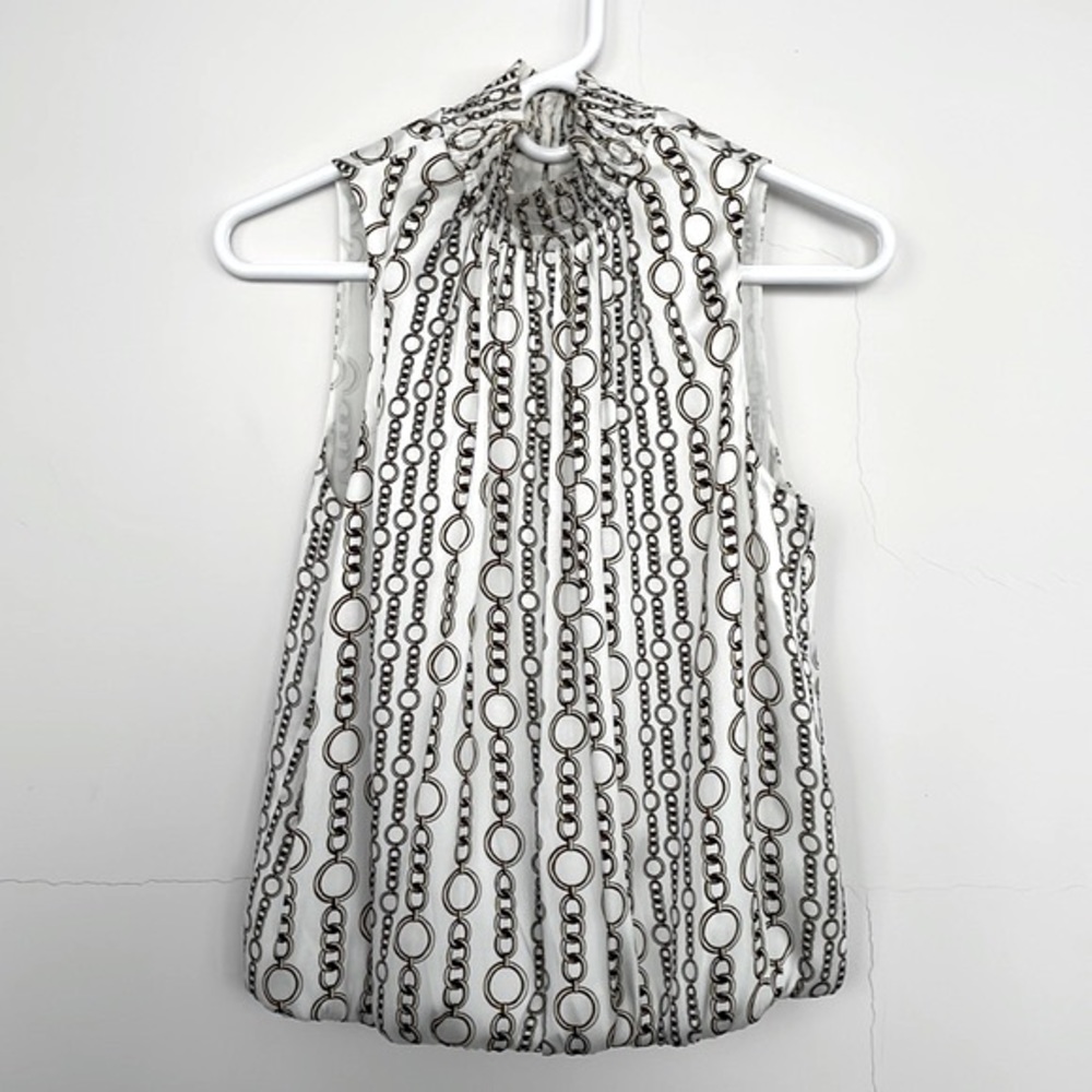 Banana Republic High Neck Sleeveless Blouse with Chain Print, Size S/P
